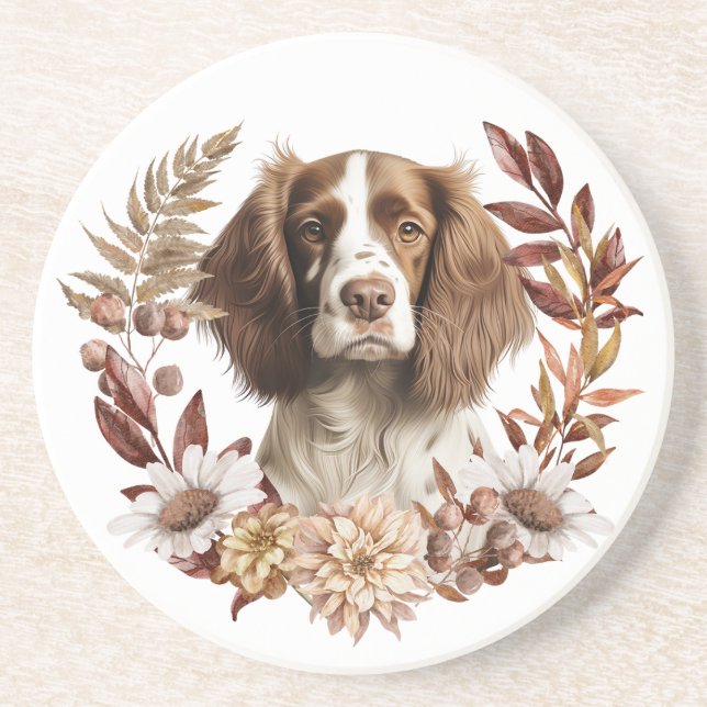 Posavasos Broma de otoño de perro español Springer inglés (Frente)