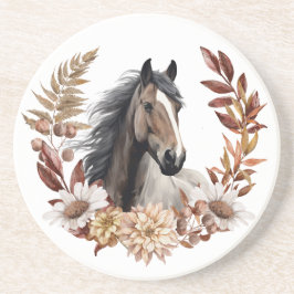 Posavasos Brown Grulla Horse Otumn Wreath