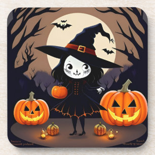 Posavasos Bruja de Halloween con calabazas