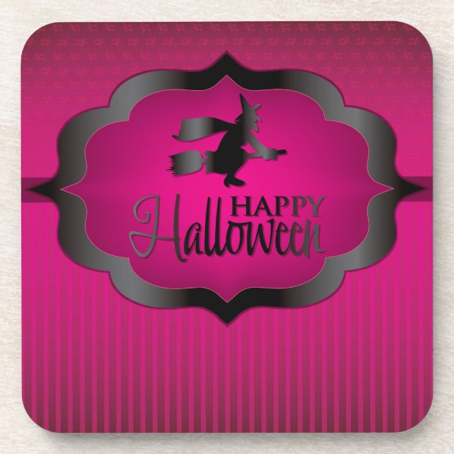 Posavasos Bruja rosa de Halloween (Frente)