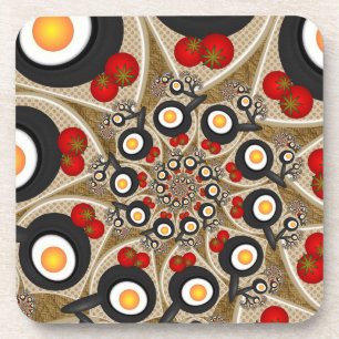 Posavasos Brunch Fractal Art Comida divertida, Tomates, Huev