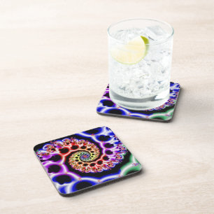Posavasos Bucles de frutas Arte fractal arcoiris