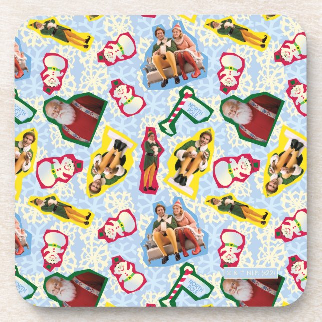 Posavasos Buddy the Elf and Santa North Pole Pattern (Frente)