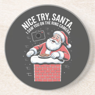 Posavasos Buen intento Santa te vi en la cámara del timbre d