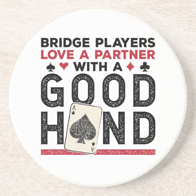 Posavasos Buena mano de Funny Bridge Player Partner (Frente)