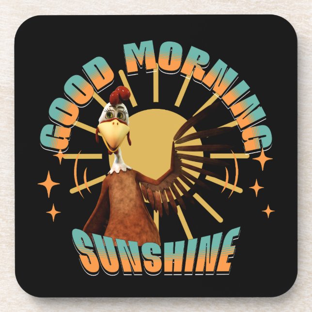 Posavasos Buenos Días Sol Funny Rooster (Frente)
