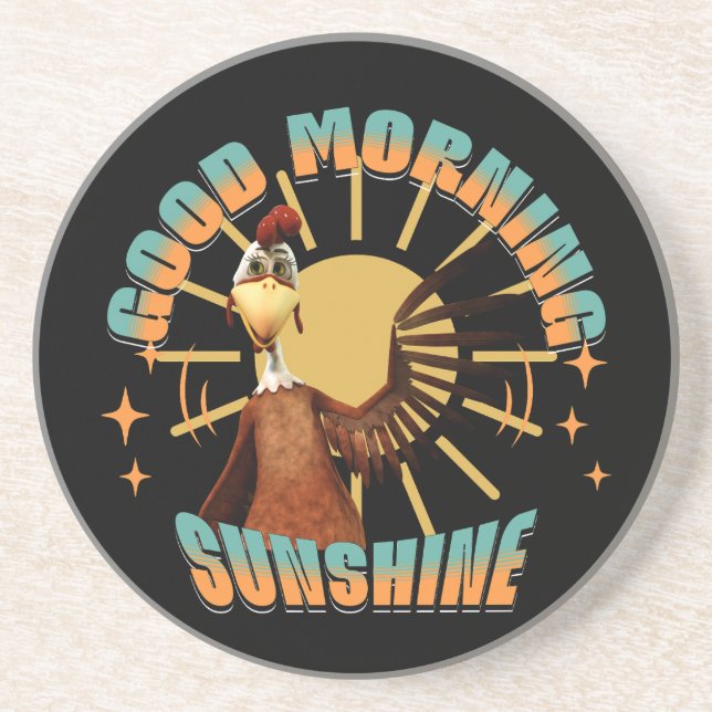 Posavasos Buenos Días Sol Funny Rooster (Frente)