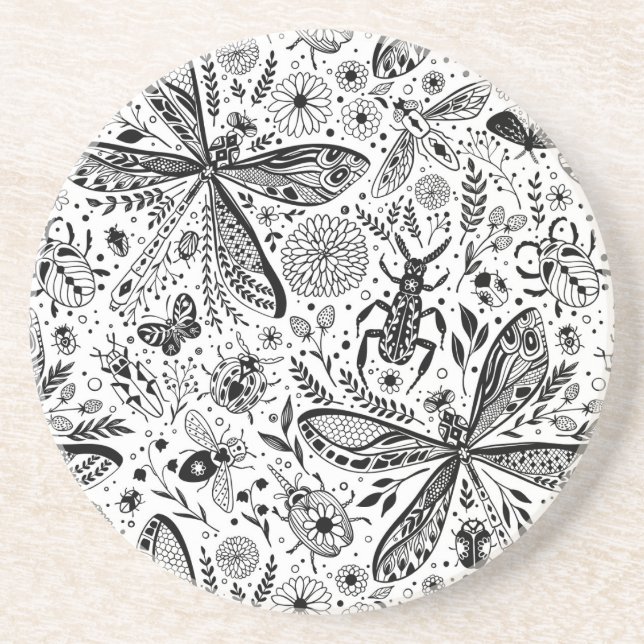 Posavasos Bugs de garabatos en azul oscuro (Frente)