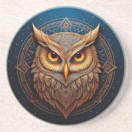 Posavasos Búho Geométrico Dorado