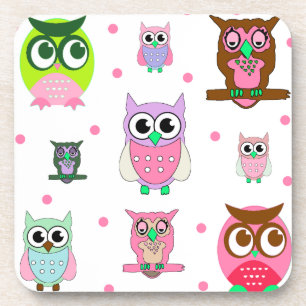 Posavasos Búhos del dibujo animado y práctico de costa