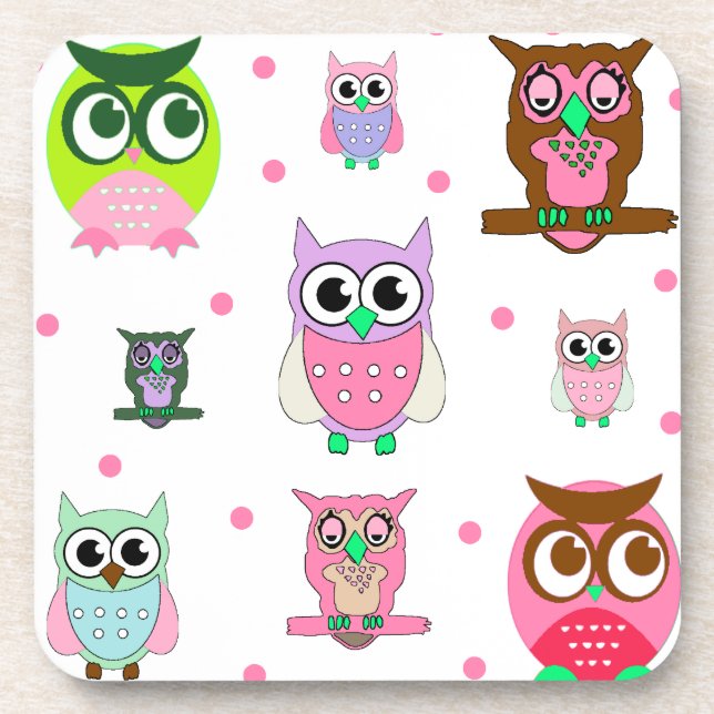 Posavasos Búhos del dibujo animado y práctico de costa (Frente)