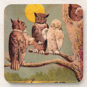Posavasos Búhos y luna vintage