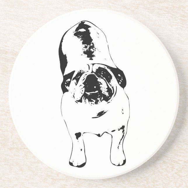 Posavasos Bulldog: búsqueda, B&W negrita (Frente)