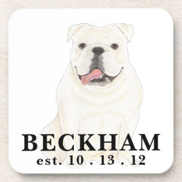 Posavasos Bulldog de inglés blanco personalizado