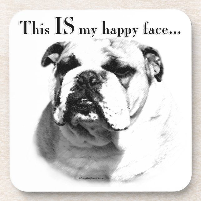 Posavasos Bulldog Feliz Cara (Frente)