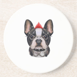 Posavasos Bulldog Francés Al Estilo Rock punk Para El Perro