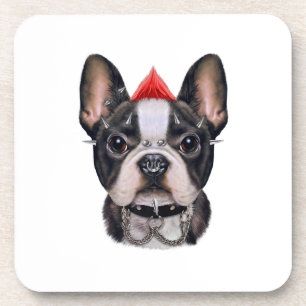 Posavasos Bulldog Francés Al Estilo Rock punk Para El Perro