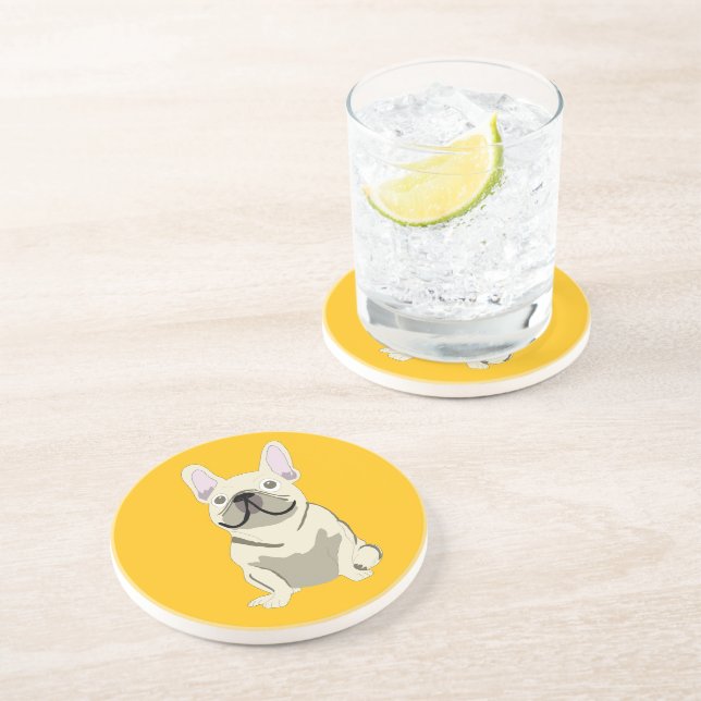 Posavasos Bulldog Francés Crema (Lado)