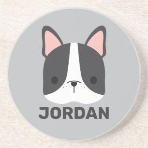 Posavasos Bulldog francés lindo con nombre personalizado
