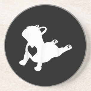 Posavasos Bulldog francés Yoga Love Heart Frenchie