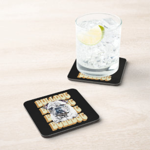 Posavasos Bulldog inglés con fuente retro