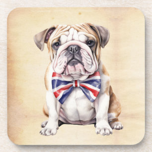 Posavasos Bulldog inglés con pajarita de la Union Jack