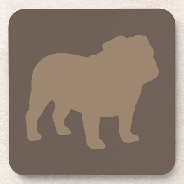 Posavasos Bulldog inglés Silhouette Mocha Brown (Frente)