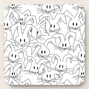 Posavasos Bunches de Bunnies en blanco - sin costura.