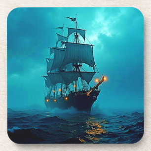 Posavasos Buque fantasma en el diseño de los mares tormentos