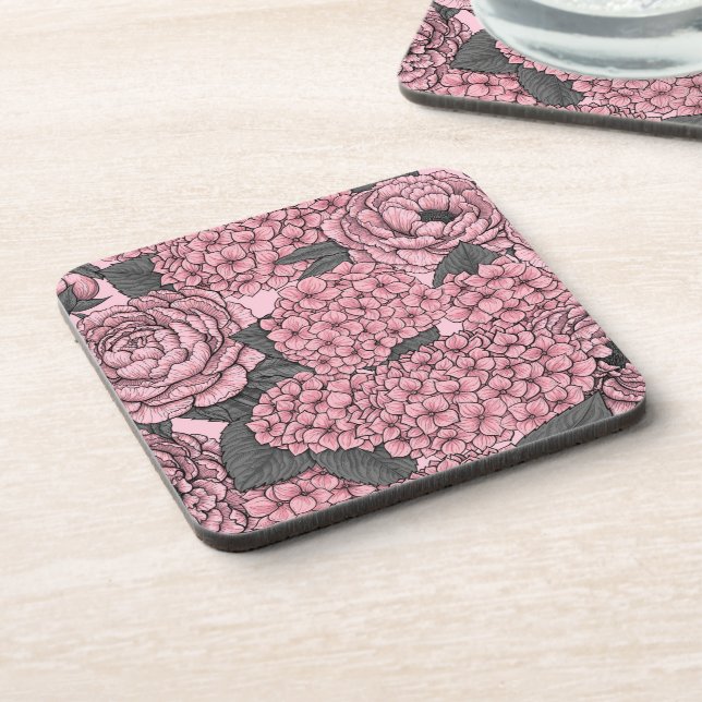 Posavasos Buqué floral de color rosa (Lado Izquierdo)