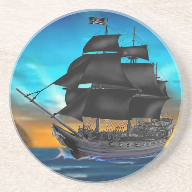 POSAVASOS BUQUE PIRATA AL ATARDECER (Frente)