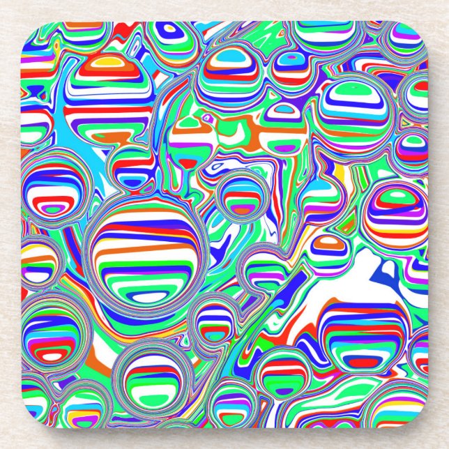 Posavasos Burbujas coloridas Resumen de arte digital (Frente)