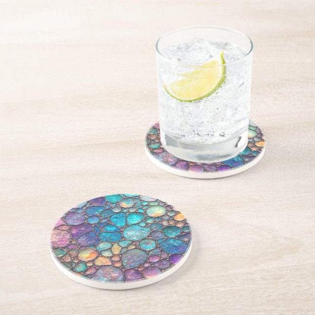 Posavasos Burbujas de Abalone coloridas (Lado)