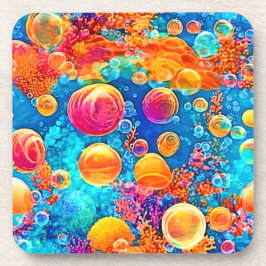 Posavasos Burbujas de arrecife de coral coloridas