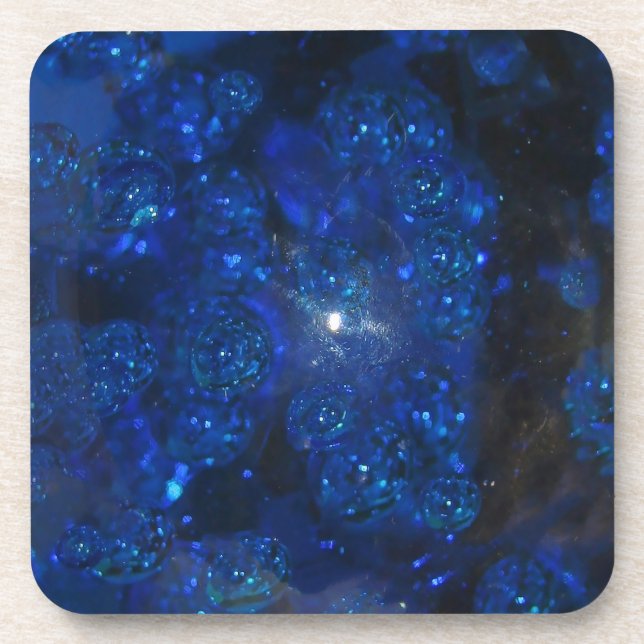 Posavasos Burbujas de vidrio azul caída (Frente)