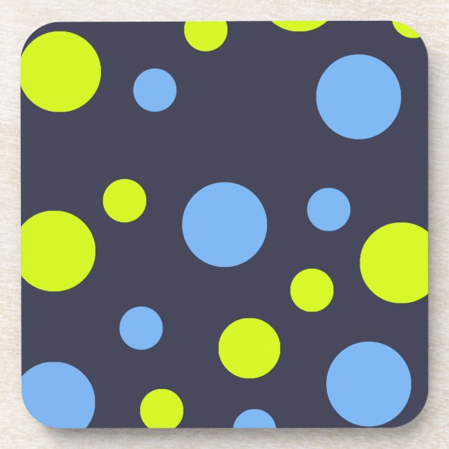 Posavasos Burbujas Felices Funky Amarillas y Azules (Frente)