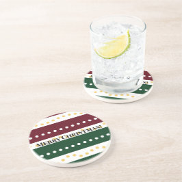 Posavasos Burgundy and Emerald Golden Polka Dots Christmas 