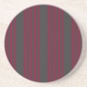 Posavasos Burgundy red and charcoal five stripe pattern