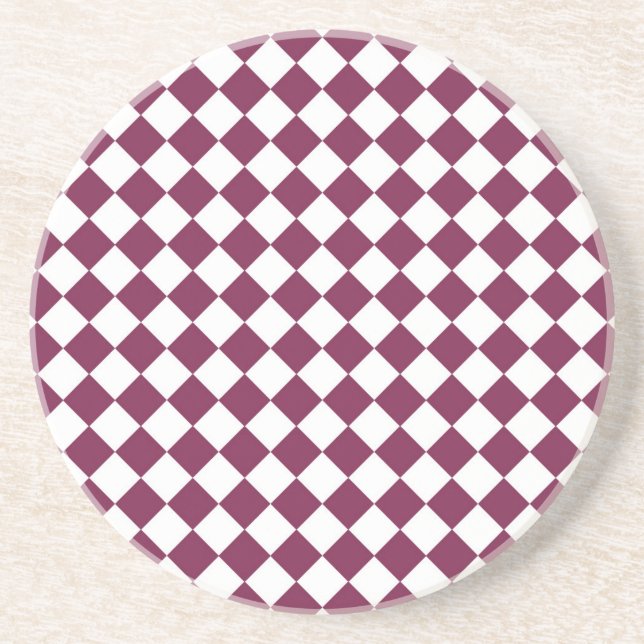 Posavasos Burgundy White Checker Diamond Pattern (Frente)