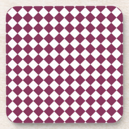 Posavasos Burgundy White Checker Diamond Pattern