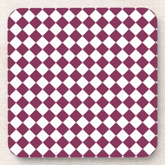 Posavasos Burgundy White Checker Diamond Pattern (Frente)