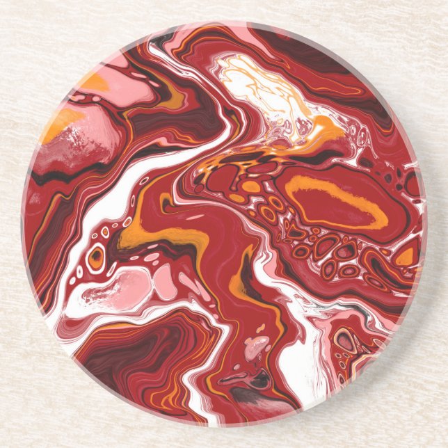 Posavasos Burgundy White Digital Fluid Art (Frente)