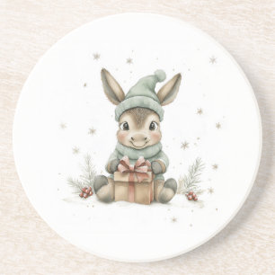 Posavasos Burro bebé en invierno regalo de Santa Hat 4