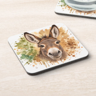 Posavasos Burro Curioso – Acuarela de Animal Rústico