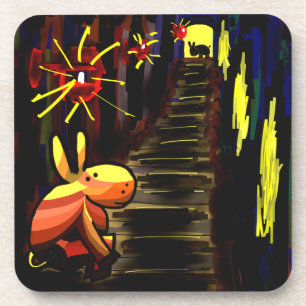 Posavasos burro en callejón bajo luz artificial