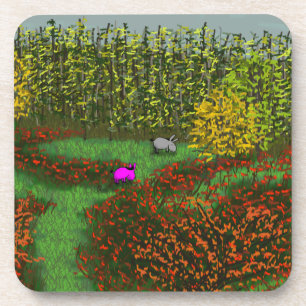 Posavasos burros en campo en otoño