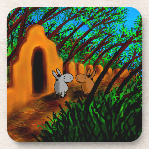 Posavasos burros que caminan debajo de árboles