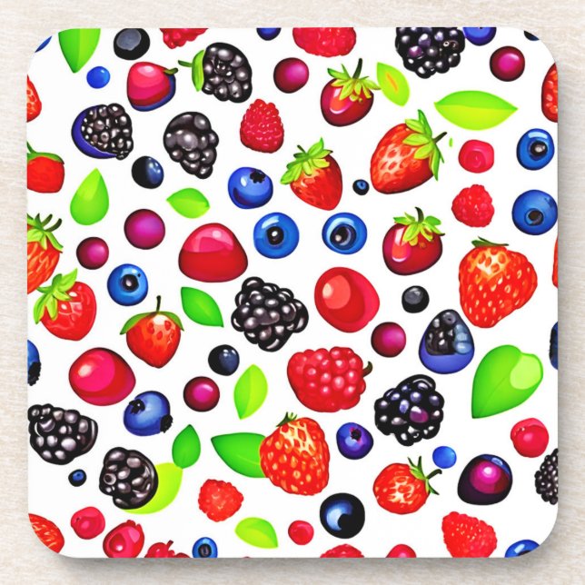 Posavasos Burst de Berry: Patrón de Fruity (Frente)