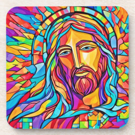 Posavasos Burst de color: Hermosa pintura de Jesús
