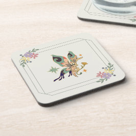 Posavasos Butterfly Illustration, Beige Fairy Graphic Art